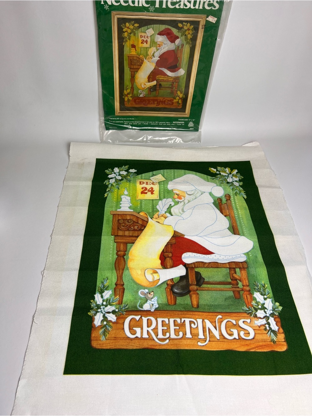VTG Needle Treasures Santa’s List Design Printed Fabric Template ONLY Craft